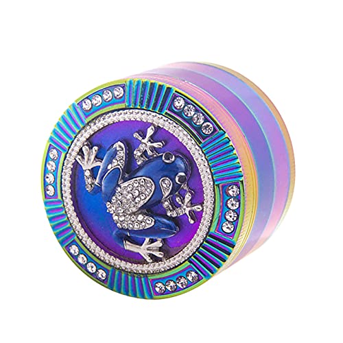 Vgzsyomqib Grinder Edelstahl Zinklegierung Grinder Crusher Groß Metall für Spice Gewürze Herb Kaffee Zink Kräutermühle Mill Bunt 4-teiliges Set mit Pollen Scraper - Regenbogen Farbe Motiv Frog von Vgzsyomqib