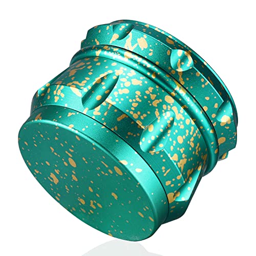 Vgzsyomqib Herb Grinder Luftfahrt Aluminium 63mm Grinder Crusher Mühle Groß Metall 4 Teilig für Spice Gewürze Kaffee Kräutermühle Grinder Edelstahl Mill Set mit Pollen Scraper - Grün Gelb von Vgzsyomqib