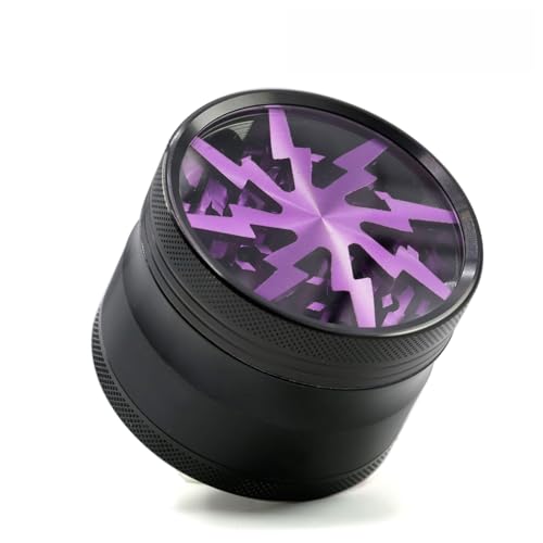 Vgzsyomqib Lila Grinder Edelstahl 63mm Gewürzmühle Crusher Mühle Groß Metall 4 Teilig Set für Spice Gewürze Herb Schwarz Kräutermühle Mill mit Pollenfach - Blitz Violett von Vgzsyomqib