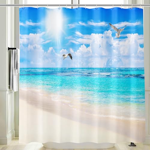 Vgzsyomqib Strand Meer Duschvorhang 240x200 Extra Breit Anti Schimmel Wasserdicht für Badewanne Stoff Shower Curtains 3D Beige Insel Vögel Möwen Blau Ocean Motiv Duschvorhänge Waschbar Textil Vgzsyomqib Strand Meer Duschvorhang 240x200 Extra Breit Anti Schimmel Wasserdicht für Badewanne Stoff Shower Curtains 3D Beige Insel Vögel Möwen Blau Ocean Motiv Duschvorhänge Waschbar Textil von Vgzsyomqib