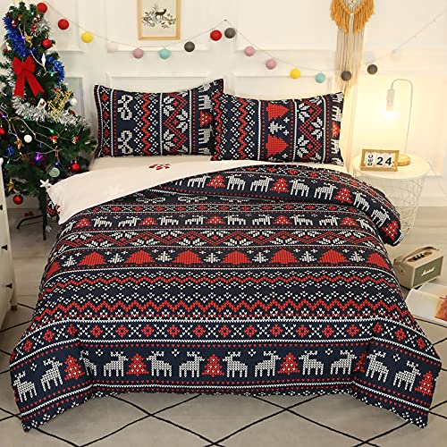 Vgzsyomqib Weihnachten Bettwäsche Set 1 Bettbezug 200x200 cm mit 2 Kissenbezug 50x75 cm Weiche Mikrofaser Bettwäsche-Sets 3teilig Weihnachtsmann Weihnachtsmotiv Bettbezüge mit Reißverschluss 3er Set von Vgzsyomqib