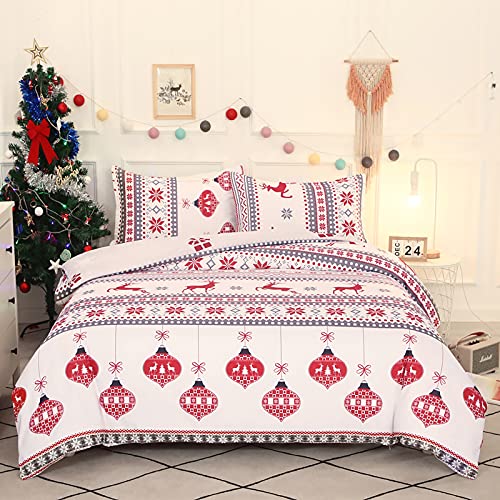 Vgzsyomqib Weihnachten Bettwäsche Set 1 Bettbezug 200x200 cm mit 2 Kissenbezug 50x75 cm Weiche Mikrofaser Bettwäsche-Sets 3teilig Weihnachtsmann Weihnachtsmotiv Bettbezüge mit Reißverschluss 3er Set von Vgzsyomqib