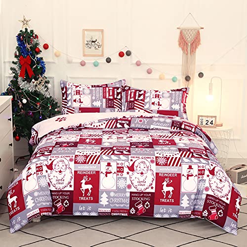 Vgzsyomqib Weihnachten Bettwäsche Set 1 Bettbezug 200x220 cm mit 2 Kissenbezug 50x75 cm Weiche Mikrofaser Bettwäsche-Sets 3teilig Weihnachtsmann Weihnachtsmotiv Bettbezüge mit Reißverschluss 3er Set von Vgzsyomqib