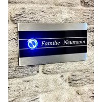 Designer Klingelschild Aus Edelstahl Mit Led Taster Personalisiert Namensschild Türschild Dekoschild Familie Eingangsbereich Verschönern von VhNamensschilder