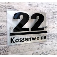 Modernes Und Edles Hausnummernschild Aus Edelstahl Personalisiert Straßenname Hausnummer in Einem. Eingangsbereich Verschönern von VhNamensschilder