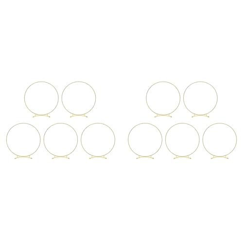 Vheolk 10-Teiliges Blumen-Reifen-MittelstüCk Aus Metall mit Gebogener Basis für Den Tisch, Goldene Kranzringe Aus Metall mit StäNdern für Tischdekorationen von Vheolk