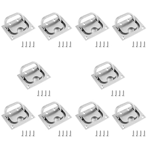 Vheolk 10X Edelstahl-Lukenriegel, Solide Bootslukengriffe für Bootsdecks, Lukengriffe, Ringgriffe, Versenkte Deckelgriffe von Vheolk