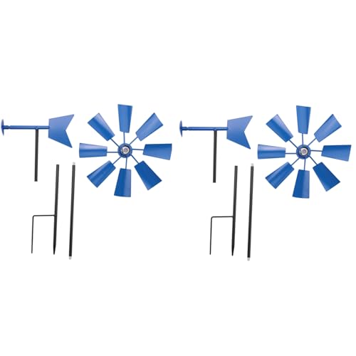 Vheolk 2 StüCk Wind Spinner Dekorative Wind Dekorative Wind Yard Plug-in Winnower Garten Wind Spinner Ornament Blau von Vheolk