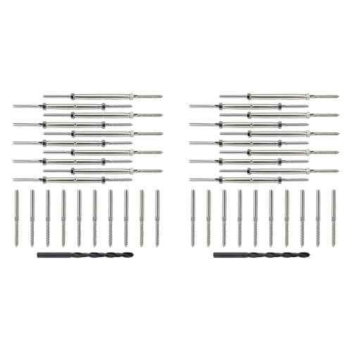 Vheolk 20 Paar Zugschraubenspanner und Zugschraubbolzenbefestigung für 1/8 Kabel Deck Geländer Kit von Vheolk