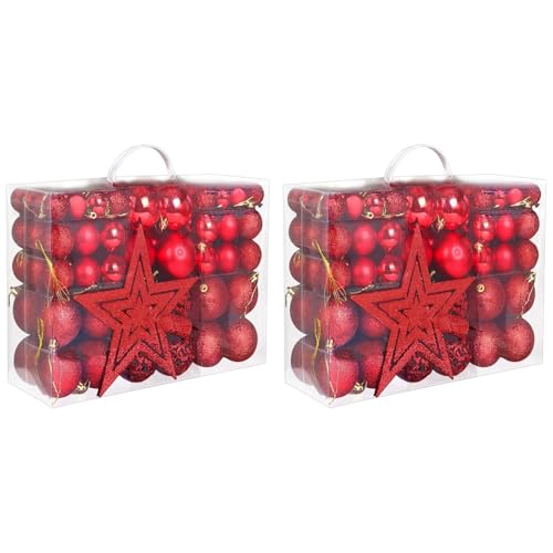 Vheolk 202 StüCk Rote Weihnachtskugeln für Den Weihnachtsbaum, Bruchsichere Christbaumkugeln, Dekorative Kugeln zum AufhäNgen Vheolk 202 StüCk Rote Weihnachtskugeln für Den Weihnachtsbaum, Bruchsichere Christbaumkugeln, Dekorative Kugeln zum AufhäNgen von Vheolk
