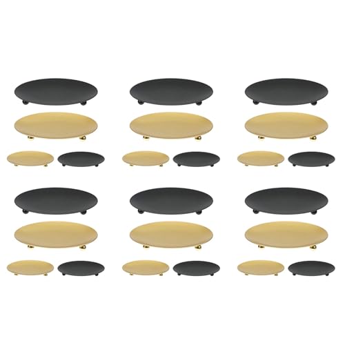 Vheolk 24 Pack Platten Kerzen Halter, SäUle Kerzen Halter, für LED & Wachs Kerzen, Weihrauch, Spa, Hochzeiten (Gold + Schwarz) von Vheolk