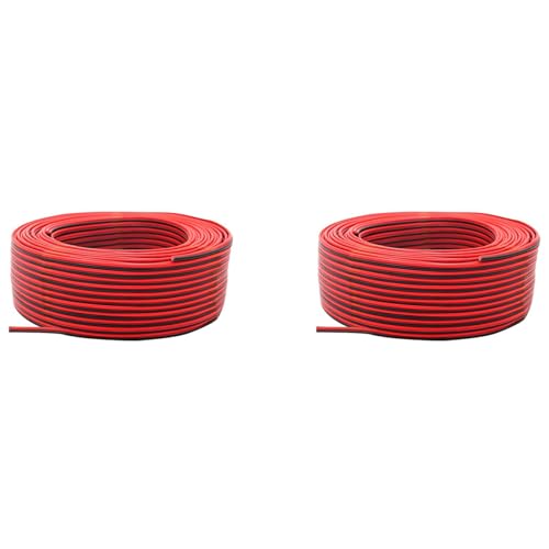 Vheolk 2X 2Pin Draht 100M 22AWG 12V/24V VerläNgerung Kabel Rot und Schwarz 2-Adriges Verzinntes Kupfer LED Licht Leiste Power Netzkabel von Vheolk