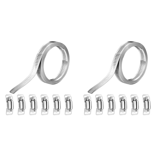 Vheolk 2X Einstellbare Schlauchschellen Aus Edelstahl 304, DIY Schneckengetriebe Kanalschellen Set, für KüHler/Automobil und Mechanische SanitäRinstallationen von Vheolk