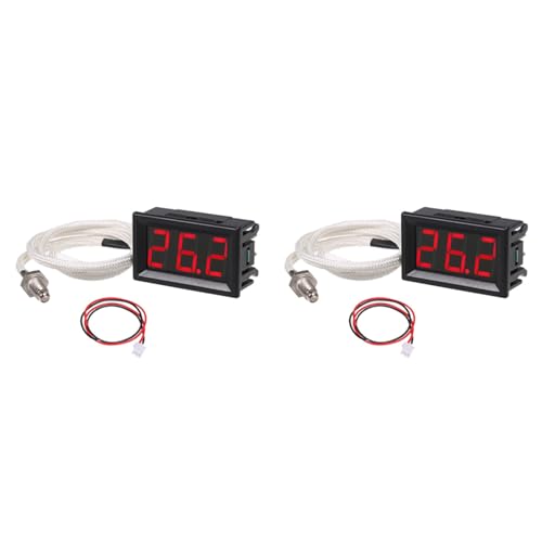 Vheolk 2X Industrielles Hochtemperatur-K-Typ-M6-Thermoelement-Thermometer DC12V -30-800℃ Digitales TemperaturmessgeräT Tester Rot von Vheolk