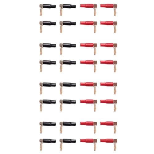 Vheolk 32 StüCke 4Mm Bananen Stecker Lautsprecher Kabel Anschluss Adapter 24K Vergoldete Schraube Typ Reines Kupfer Recht Winklige Bananen Stecker von Vheolk