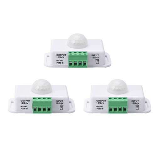 Vheolk 3X PIR Infrarot Bewegung Sensor Detektor, DC 12V-24V Streifen Licht Bewegung Sensor Schalter, für Schrank Schrank Treppen KüChe Vheolk 3X PIR Infrarot Bewegung Sensor Detektor, DC 12V-24V Streifen Licht Bewegung Sensor Schalter, für Schrank Schrank Treppen KüChe von Vheolk