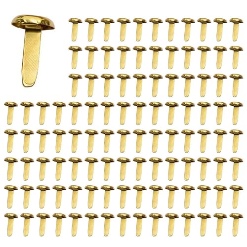 Vheolk 4X 1/2 Messing Papier Befestigungen, Mini Papier Befestigungen für Projekte, Dekorative DIY Verbrauchsmaterialien, 8 X 14 mm (Gold) von Vheolk
