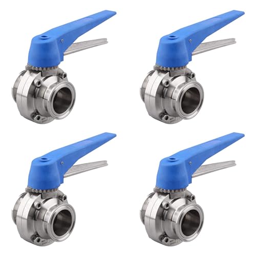 Vheolk 4X Absperrklappe mit Blauem AuslöSegriff Edelstahl 304 Tri-Clamp (1,5-Tri-Clamp-Absperrklappe) von Vheolk