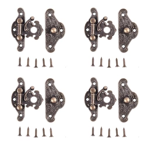 Vheolk 4X Antike Retro Weinlese-Dekorative Verriegelung Hoelzerne Schmucksache-Kasten Hasp-Auflage-Kasten-Verschluss-Groesse: Extra Klein von Vheolk