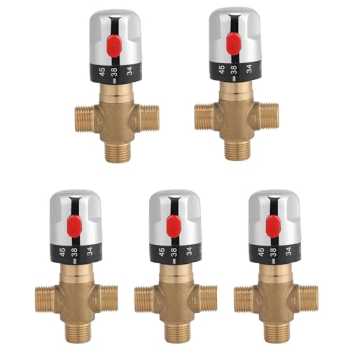 Vheolk 5X Thermostat Mischventil Aus Massivem Messing G1/2 für Duschsystem, Wassertemperaturregelung, Rohr, Becken, Thermostatregelung Vheolk 5X Thermostat Mischventil Aus Massivem Messing G1/2 für Duschsystem, Wassertemperaturregelung, Rohr, Becken, Thermostatregelung von Vheolk