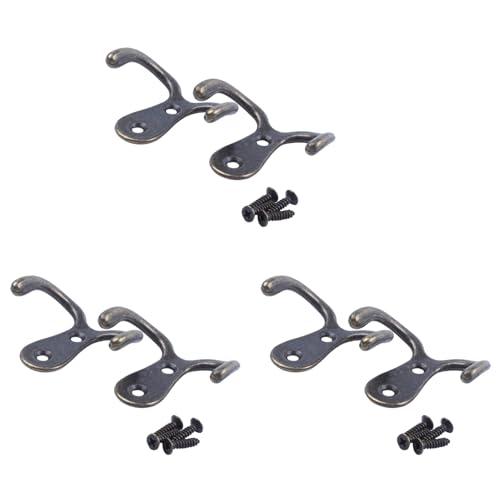 Vheolk 6 Stueck Schraubhaken Retro Metall Doppelt Haken Metall Wand Montiert Kleiderbuegel Fuer Mantel Kleidung Hut, Antique Bronze Vheolk 6 Stueck Schraubhaken Retro Metall Doppelt Haken Metall Wand Montiert Kleiderbuegel Fuer Mantel Kleidung Hut, Antique Bronze von Vheolk