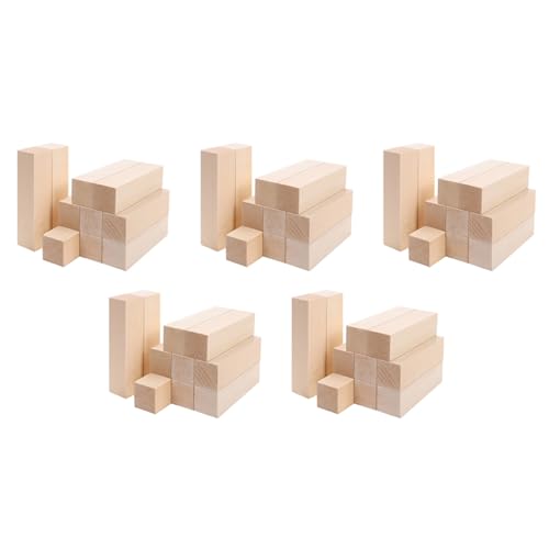 Vheolk GroßE SchnitzholzblöCke (50-Packungen) 4 X 1 X 1 Unfertiges Lindenholz Projekt Bastelset DIY Hobby Satz für AnfäNger von Vheolk