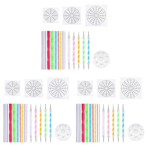 Vheolk Mandala Punktierschablonen Werkzeuge Rock Malerei Kit Kugelstift Punktier Werkzeuge Inklusive Schablone, Farbwanne (51 Paket) von Vheolk