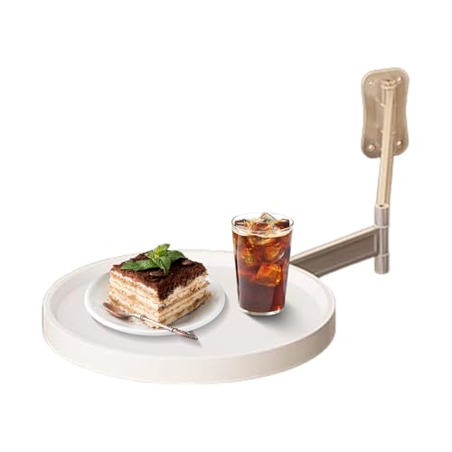 Vhjlfig 180 ° drehbarer Wandschreibtisch, 28 x 28 cm, zusammenklappbar, wandmontiertes Tablett, Tisch, Holzregal, platzsparender Nachttisch mit verstellbarer Ablage, perfekt als Nachttisch von Vhjlfig