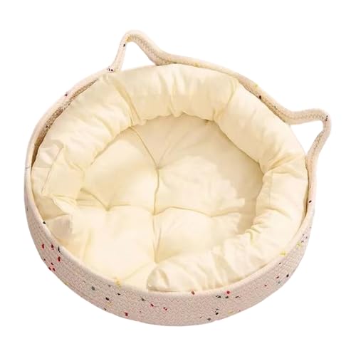 Vhjlfig Donut Katzenbett | Runde Schlafmulde Für Katzen Kissen - Baumwollseil Schlafnest Kissen Haustierzubehör Für Kätzchen Beruhigendes Kratzen Heimdekor Für Welpen Kleine Hunde von Vhjlfig