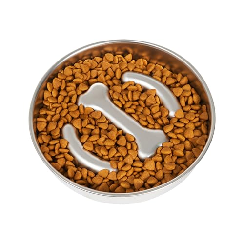 Vhjlfig Hund Napf Verlangsamer Fressen,Hunde Napf Mit Labyrinth-Design Aus Edelstahl | Gesunde Ernährung Anti Verschlucken Haustier Schüssel von Vhjlfig