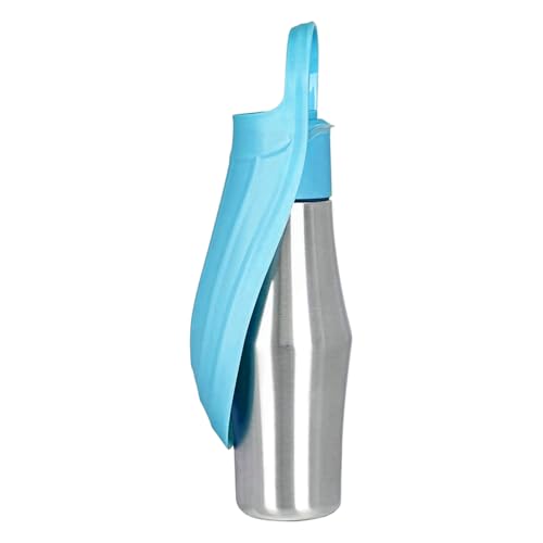 Vhjlfig Hundetrinkflasche Für Unterwegs, Welpen Reiseflasche mit Napf, 750ml Edelstahl Auslaufsicherer Spender für Hunde Reisen Camping Wandern Outdoor von Vhjlfig