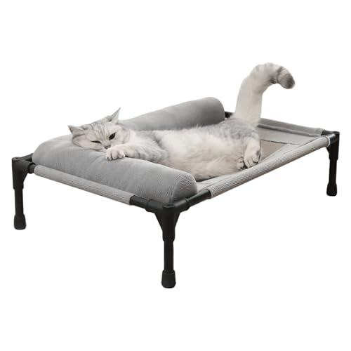 Vhjlfig Premium Hunde-Hängematte 45x66x17cm Atmungsaktives Mesh-Hundebett Leinwand Mit Polster Erhöhte Liegefläche Mit Stahlrahmen Orthopädisch Für Hunde Ideal Für Wohnung Und Balkon von Vhjlfig