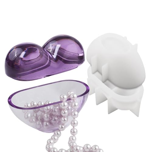 Vhjlfig Silicone Storage Box Form,Schmuckbox Epoxidharz Formen | Hitzebeständige Herz Guss Schmuckorganizer Form Für Kreativton Heimdekoration Blumentopf Herstellung - Kerzenhalter Behälter von Vhjlfig