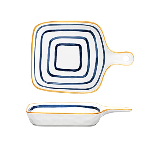Auflaufform for den Ofen, Keramik-Auflaufform, 22,9 cm Lasagne-Auflaufform mit Einzelgriff, Porzellan-Backform, Kuchenform, Backform, 2er-Set,B (Color : B, Size : -) von VhoMes