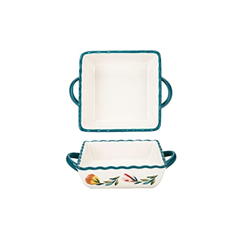Auflaufform for den Ofen, Mini-Ofenformen aus Keramik – 2er-Set | Ofen-zu-Tisch-Backformen | Lasagne-, Kuchen- und Auflauftopf | Quadratisch, Rot, 10 Zoll (Color : Green, Size : 8in) von VhoMes