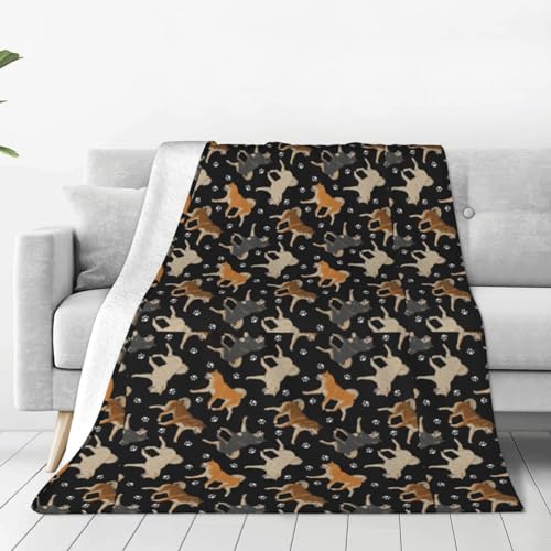 Decke, Shiba Inu Paw, weiche Überwurfdecke, ganzjährig warme Decken, leichte Flauschige Flanellüberwürfe für Bett, Sofa, Couch 150X125 cm von VhoMes