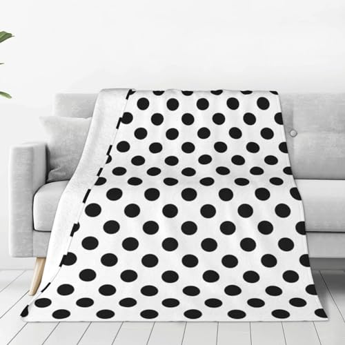 Decke mit schwarzen Punkten auf weißem Hintergrund, weiche Überwurfdecke, ganzjährig warme Decken, leichte Flauschige Flanellüberwürfe für Bett, Sofa, Couch 150X125 cm von VhoMes