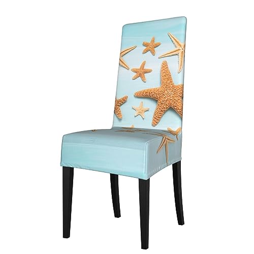 VhoMes Stuhlhussen mit 3D-Motiv, Motiv: Seestern, Bedruckt, für Esszimmerstühle, dehnbarer Stuhlbezug für Hotels von VhoMes