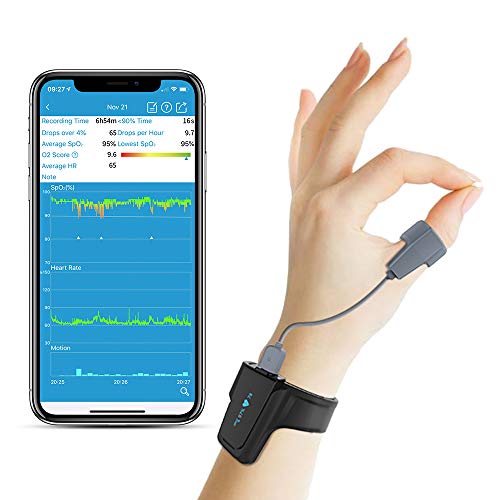 Pulsoximeter, Sauerstoffsättigung Messgerät Finger und Handgelenk mit Bluetooth und Vibration Alarm für Schnarchen, tragbarer Schlafmonitor mit kostenlosem APP&PC-Bericht von ViATOM