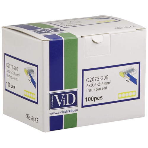 ViD Elektro Verbindungsklemme, C2073, Kunststoff, Transparent/Gelb, Leiter mit Ø 0,5 – 2,5 mm² von ViD Elektro