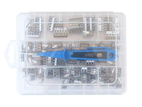 ViD® Mini-Hebelklemme Sortimentsbox 70 tlg. | 30xUC02M, 25xUC03M, 15xUC05M, 1x Europrüfer blau | Steckklemmen/Verbindungsklemmen von ViD