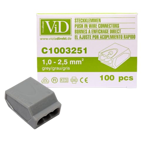ViD® 100 Stück Verbindungsklemmen/Steckklemmen grau 3 x 2,5 mm² von ViD