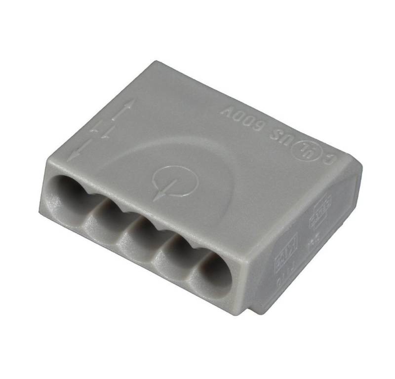 ViD Verbindungsklemme Schraubenlose Dosenklemme Steckklemme 5 x 1,0 - 2,5 mm², grau von ViD