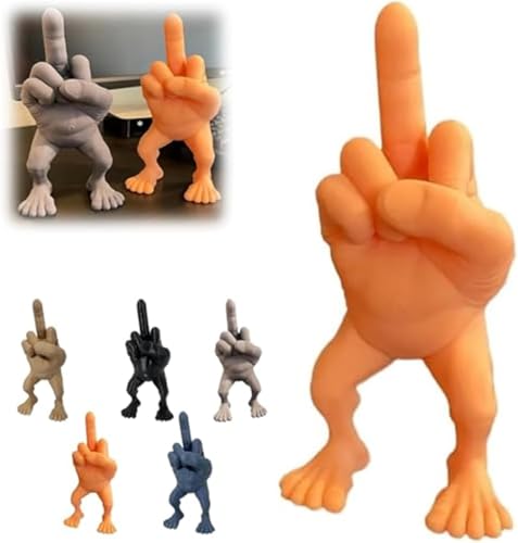 ViLLeX Mittelfinger-Figur Mit Beinen, Lustiges Mittelfinger-Deko-Schreibtischzubehör, 3D-Mittelfinger-Statue – Home-Office-Schreibtisch-Dekoration, Figur, Gag-Geschenke (orange Farbe,3in) von ViLLeX