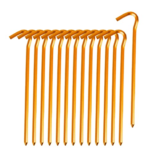 16 Stücke Zeltheringe Metall,Erdnägel für Harte Böden,Heringe Camping,Zelthaken Aluminium, für Garten,Reisen, Wandern, Strand (Gold) von ViLiyDuo