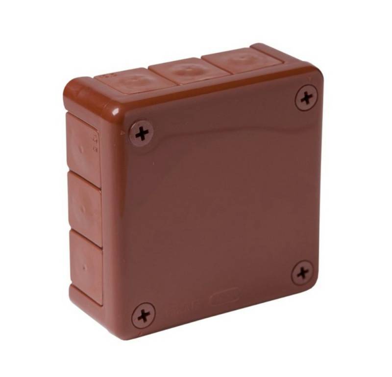 Kabelbox Abzweigkasten Aufputz-Feuchtraum 041-02 Gummi Verschraubung gewindelos Abzweigdose braun 98x98x42 mm ViPlast von ViPlast