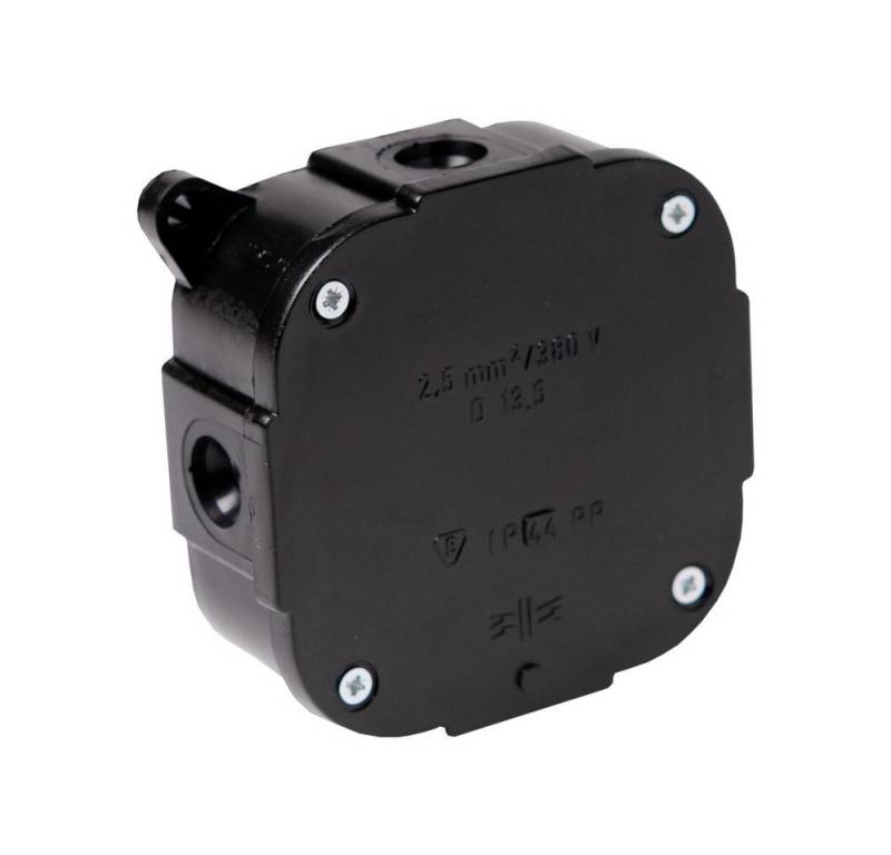 Kabelbox Abzweigkasten Aufputz Feuchtraum IP44 Verbindungsdose ohne Klemmen Abzweigdose schwarz 88x88x40mm von ViPlast