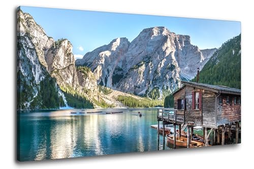 Via Artis Leinwandbild - 100x50 cm XXL Format - Premium Wandbilder für Wohnzimmer & Schlafzimmer - Berge Alpen See - Pragser Wildsee von Via Artis