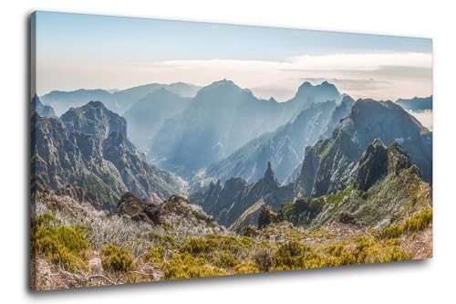 Via Artis Leinwandbild - 100x50 cm XXL Format - Premium Wandbilder für Wohnzimmer & Schlafzimmer - Berge Madeira - Strahlende Bergwelt von Via Artis