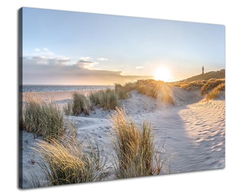 Via Artis Leinwandbild - 120x80 cm XXL Format - Premium Wandbilder für Wohnzimmer & Schlafzimmer - Strand Meer Maritim Küste - Düne im Morgenlicht von Via Artis